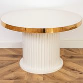 MASUTA ALB & AURIU DE CAFEA ROTUNDA CU RIFLAJE, 70x70x50cm